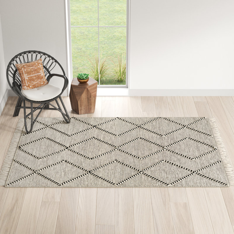 Alexis Flatweave Wool/Polyester Geometric Rug, Rectangle 6' x 9'