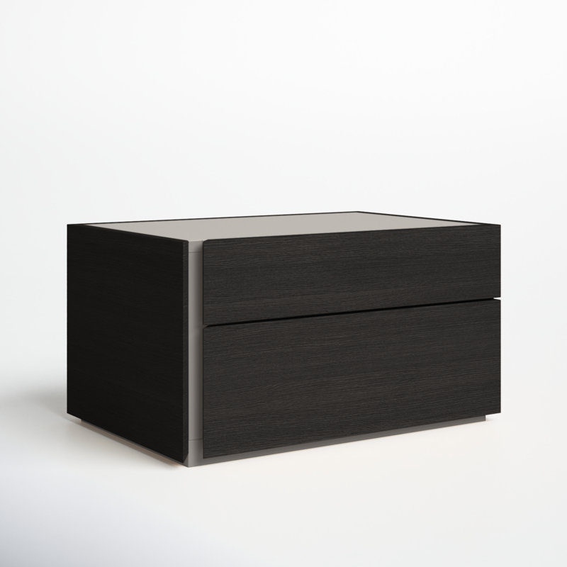 Mcgruder 2-Drawer Nightstand, Wenge/Light Gray, Left