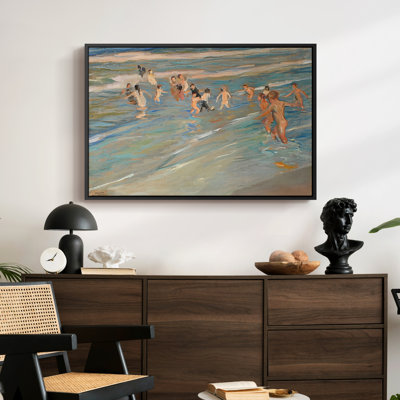 Children Playing on the Beach in Valencia, c. 1908-Joaquín Sorolla-Framed Gallery Wrapped Canvas