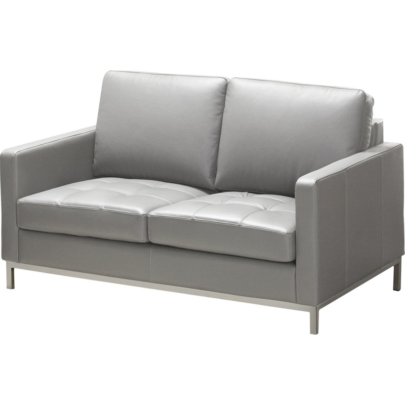Corniche 55'' Leather Loveseat, Genuine Leather Slate