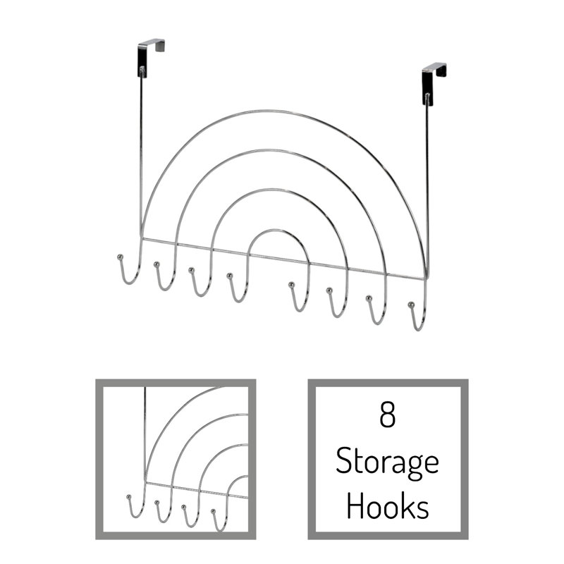 Rainbows Over Door Storage Hooks, Polished Chrome
