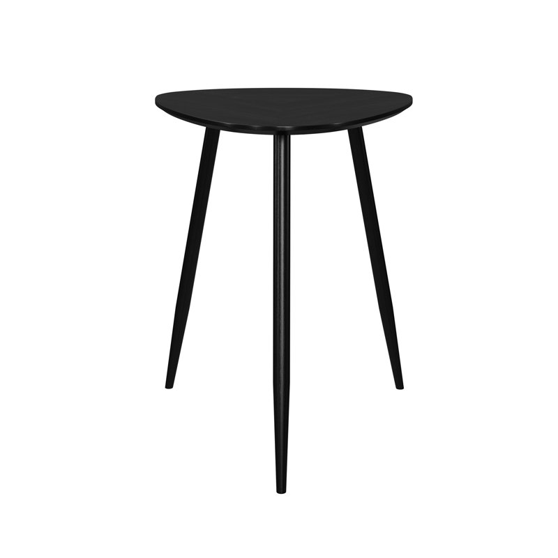 Triangular Solid Wood End Table Black