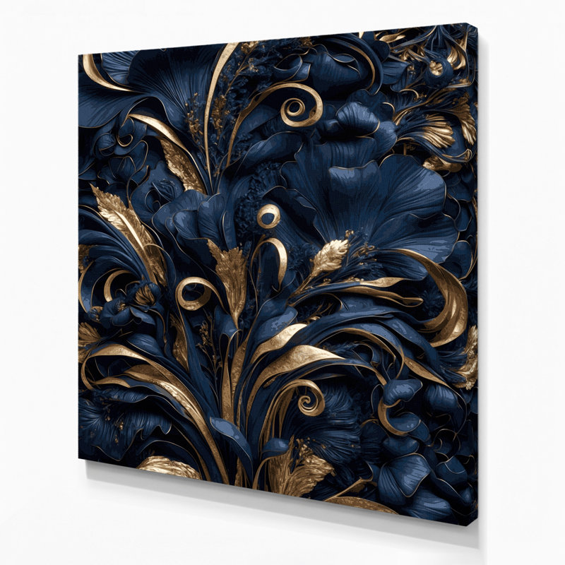 "Abstract Florals 2", art mural sur toile grise, H 12 po x l 12 po