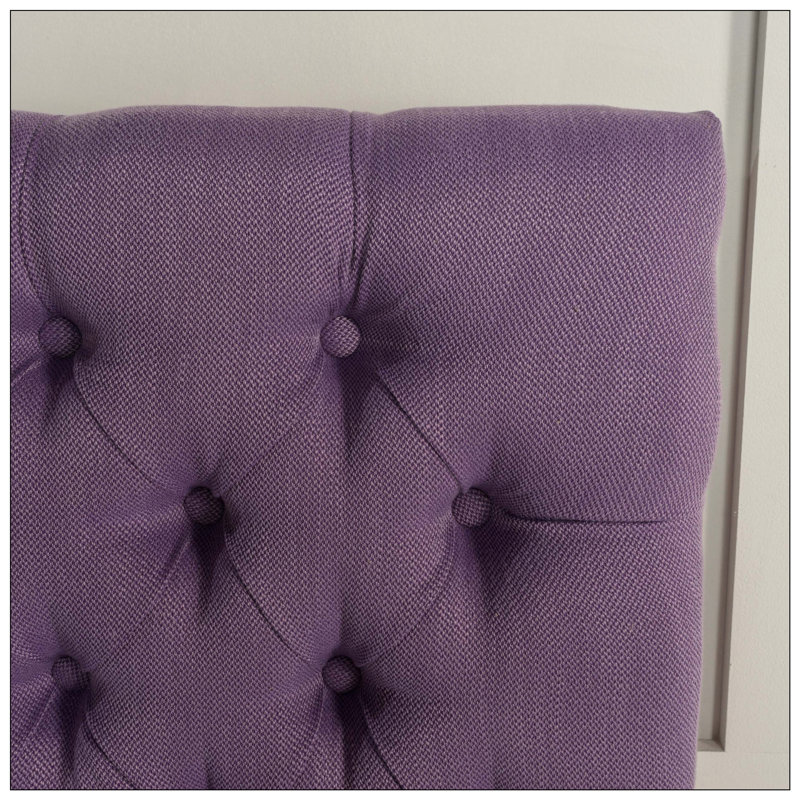 Tufted Upholstered Bed Headboard With Modern Button Design Adjustable And Durable Metal Legs For Bedroom, Light Purple