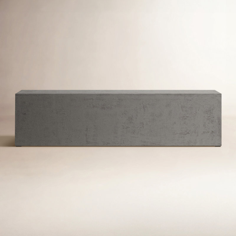 Kareen Concrete Bench, Dark Gray, 18"H x 70.75" W x 14" D