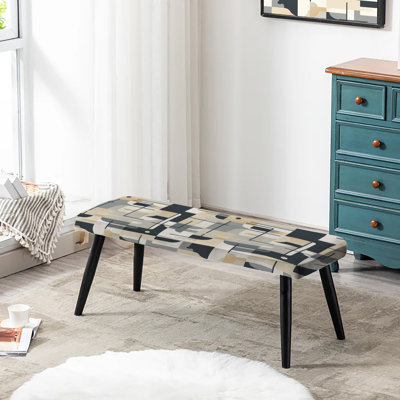 Balanced Minimalism - Striped Upholstered Black Bench