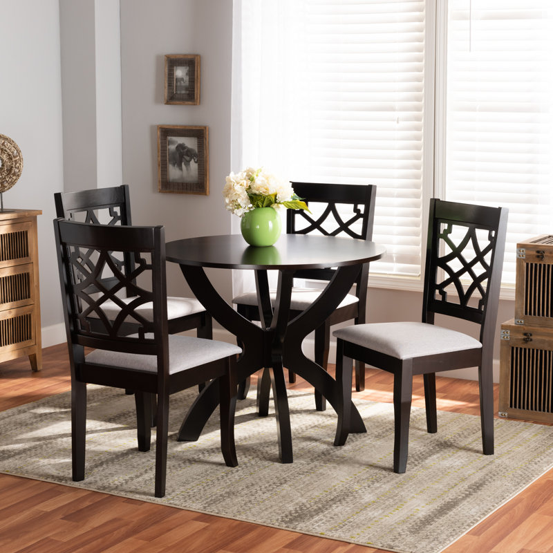 5 - Person Solid Wood Solid Wood Top Four Leg Dining Set, Dark Brown