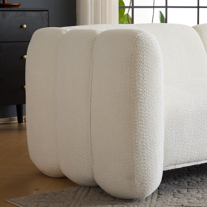 Élégant canapé 3 places à motif de vagues, coussins moelleux et moelleux, parfaits pour les salons, les chambres à coucher et les appartements