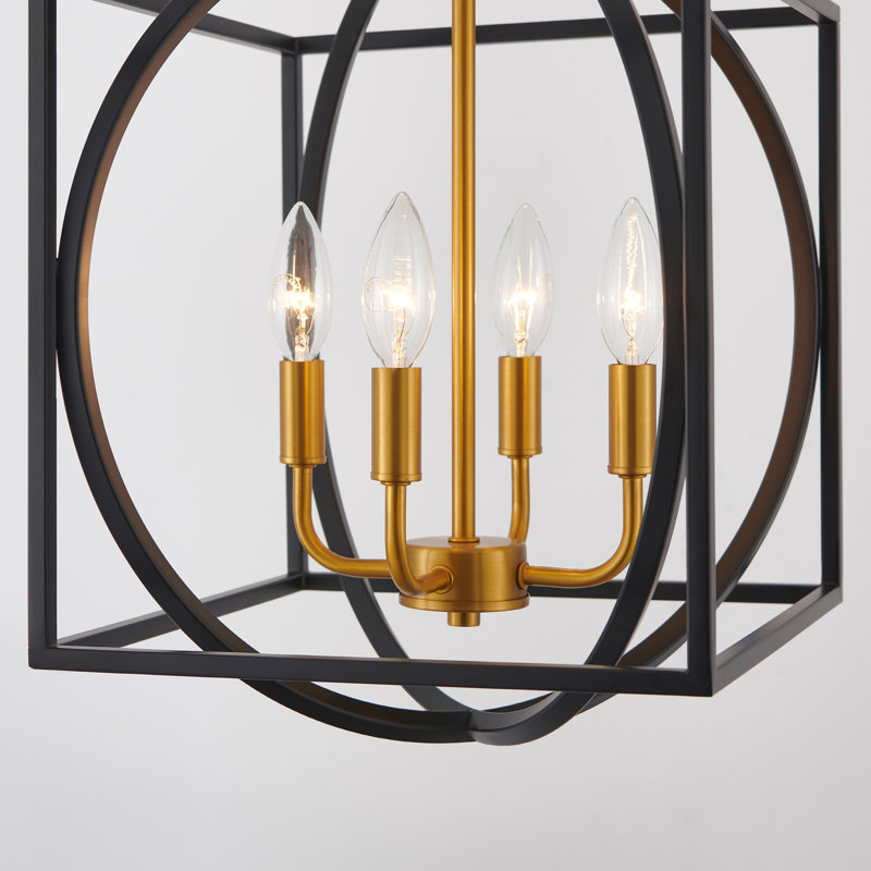 Luminaire suspendu pour cuisine 4 lumières Tressia, Noir et or