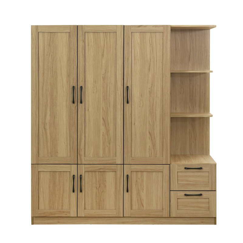 Armoire avec tiroirs et tablettes, Bois naturel