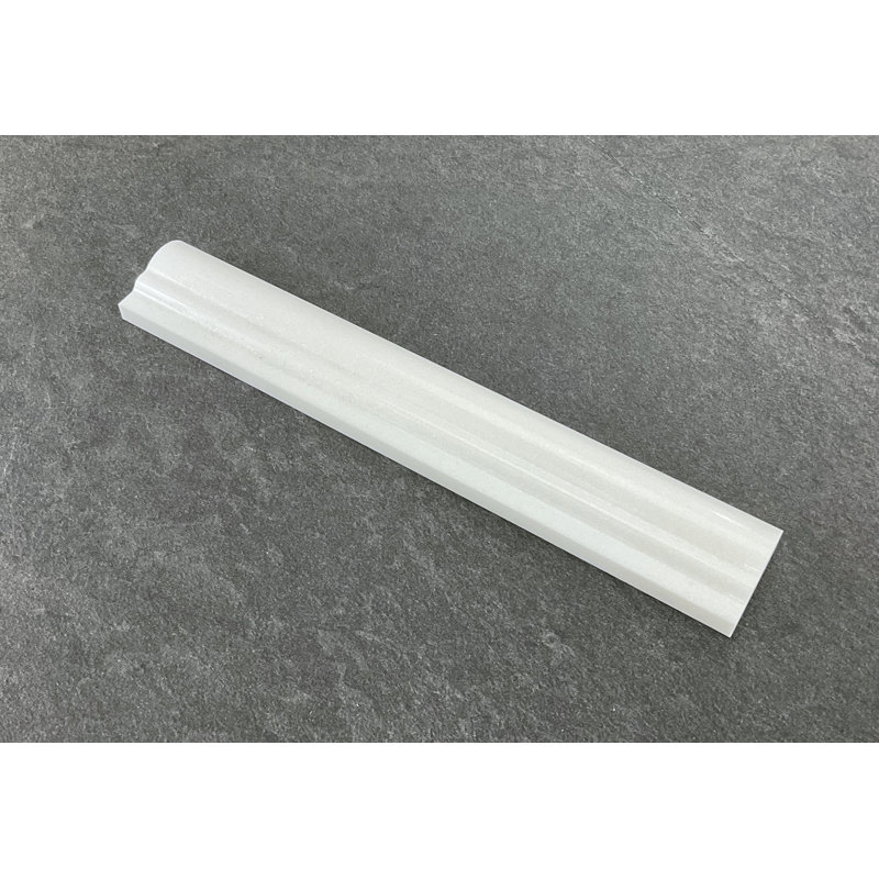 Garniture de tuile de rail de chaise en marbre L 12 po x l 1,75 po, Thassos blanc