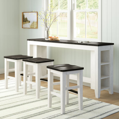 Karley 3 - Person Pine Solid Wood Solid Wood Top Trestle Dining Set