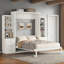 Lit escamotable double avec tablettes de rangement et tiroirs, blanc-2092726897