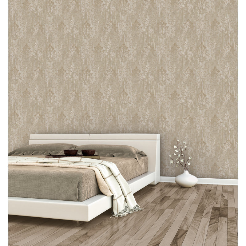 Metallic FX Modern Metallic Damask 33' L x 21" W Wallpaper Roll, Gold