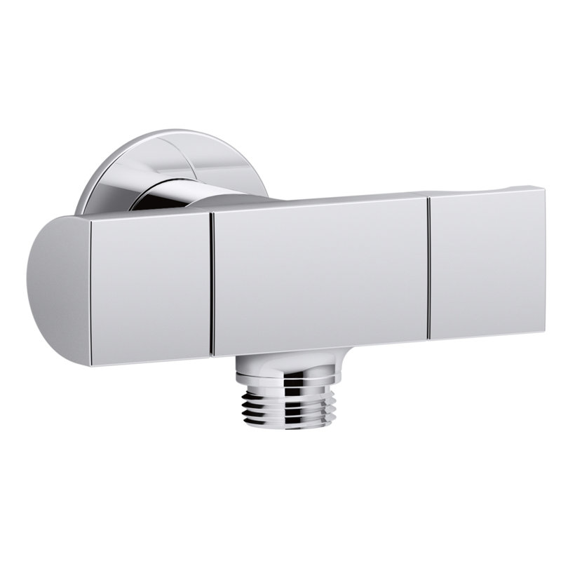 Exhale Wall-Mount Supply Elbow with Bracket and Volume Control, Polished Chrome