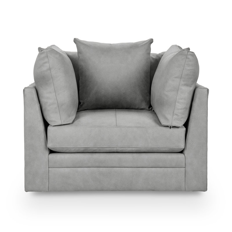 Audrey Upholstered Swivel Armchair, El Paso Dove Leather