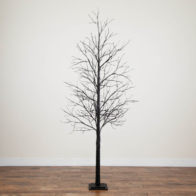 8' Pre-Lit Halloween Black Twig Tree