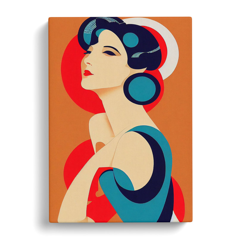 Woman Art Deco No.3 - Wrapped Canvas, 50cm H x 35cm W x 3cm D
