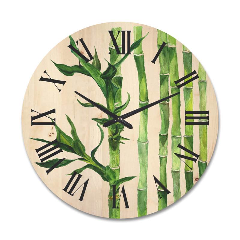 Horloge murale en bois Bamboo Branches in the Forest III, Très grand