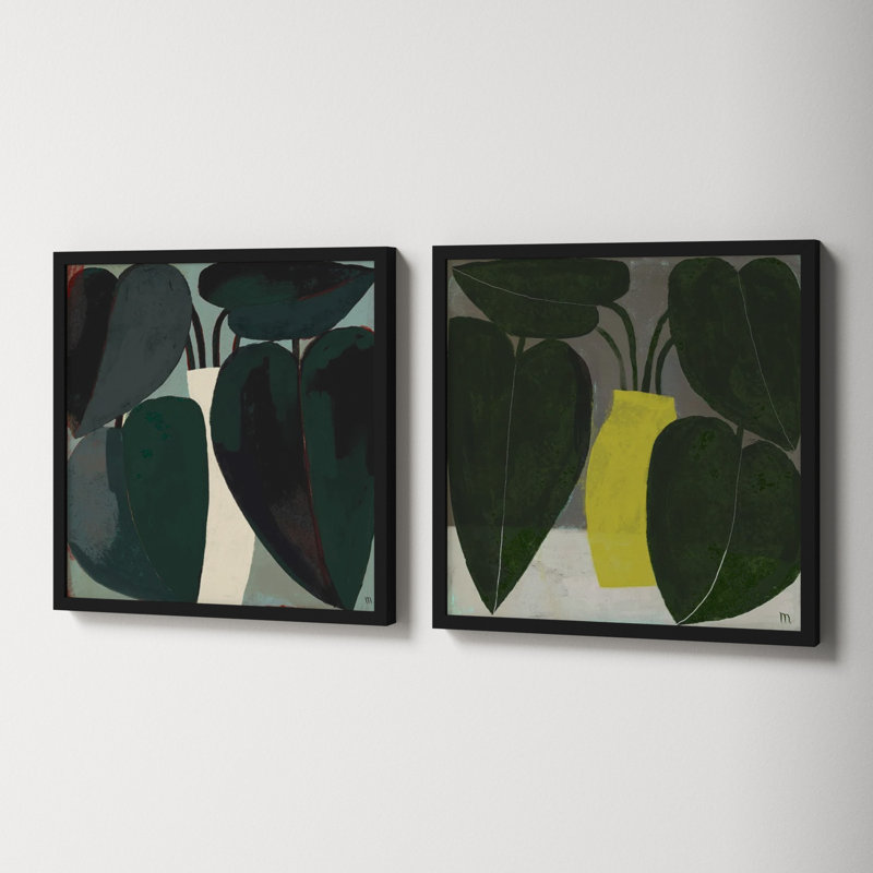 Plant Set Of 2 by Studiom, Black, 16" H x 16" W