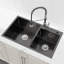 Évier de cuisine 32 po x 19 po à double cuve en acier inoxydable, lavabo encastré moderne avec drains, crépines-133439277