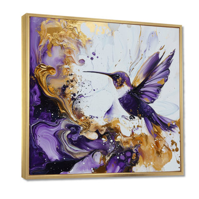 Nectar de colibris mauves dorés - salon d'art mural Colibri