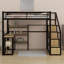 Lit mezzanine avec escalier, bureau intégré et tablettes
