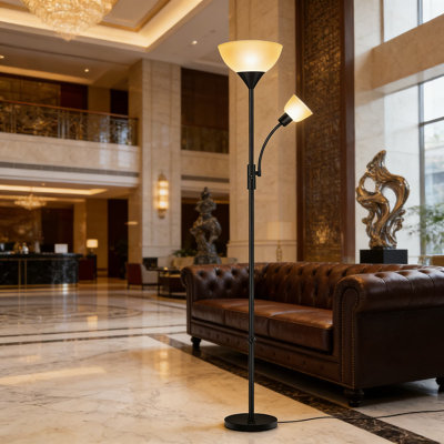 Adjustable Dual-Light Floor Lamp With Reading Light, 3-Way Switch, Modern Standing Lamp For Living Room And Bedroom, Energy Efficient Design With E26 Base