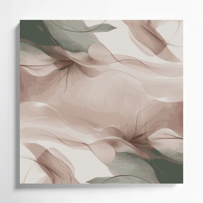 Abstrait paysage 100, toile beige, H 12 po x l 12 po