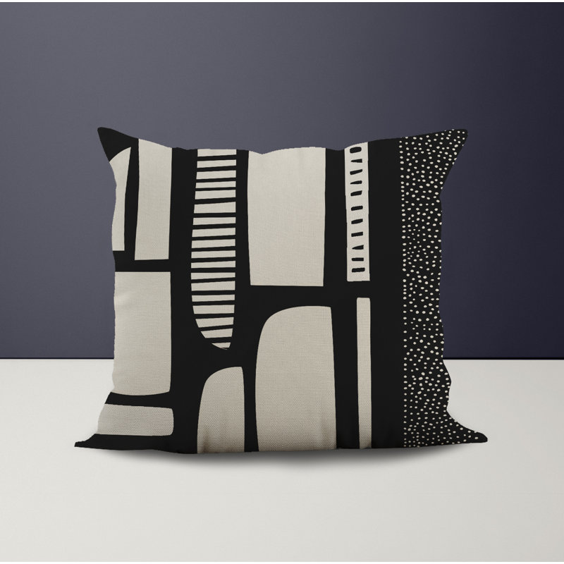 Jeté carré / extérieur en polyester Chamu, L 15 po x H 15 po, Noir / bleu marine