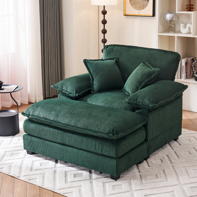 Canapé inclinable en velours côtelé 46,9 po, Vert