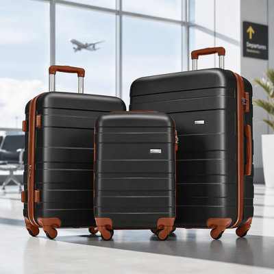Ensembles de bagages Nouveau modèle ABS Hardshell 3 pièces Ensemble de valises rigides et durables Valise à roulettes avec serrure TSA 20 '' 24 '' 28 '', convient aux vacances de voyage / voyages d'affaires / vie sur le Campus