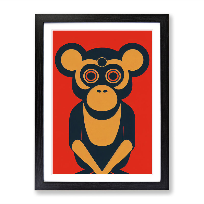 Monkey in Abstract No.2 - Wall Art, Black, 64cm H x 46cm W x 2cm D