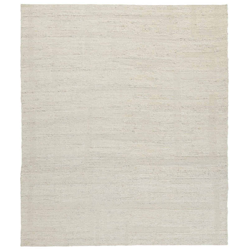 Intermix Flatweave Wool Geometric Area Rug in Salt/White, Rectangle 3' x 5'