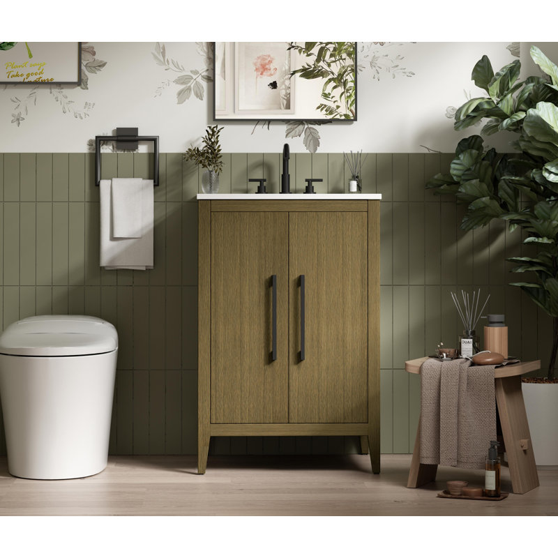 24 Inch Single Bathroom Vanity, Chestnut Brown