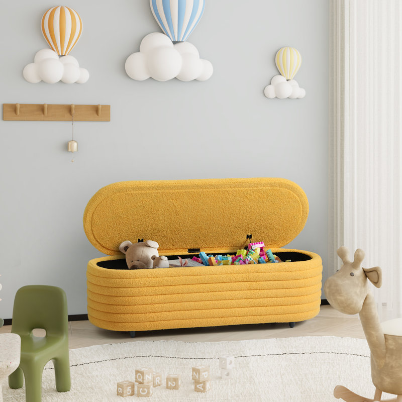 Bayville 42" Wide Sherpa Storage Bench, 18.1" H x 54" W x 19" D, Gold