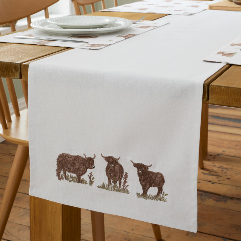 Angus Highland Cow Cotton Dining Table Runner