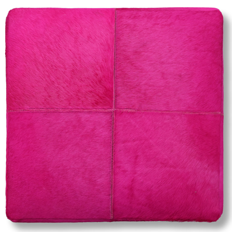 Repose-pieds fait à la main en cuir de vache 18 x 18 Fuchsia