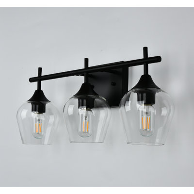 Luminaires de meuble-lavabo de salle de bain 3 lumières noir