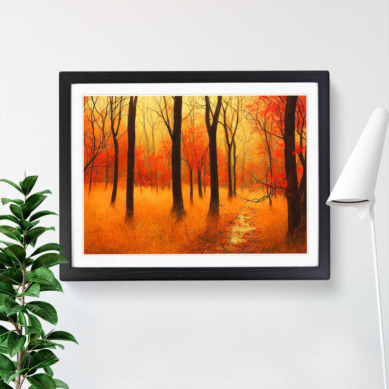 Attractive Autumn Forest - Framed Print, 25cm H x 34cm W x 2cm D, Black