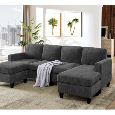Savannah Modular Corduroy Sectional Sofa with Ottoman