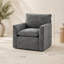 Upholstered Club Chair with 360 Degree Swivel, Grey Chenille Fabric, Single Seat for Living Room and Study