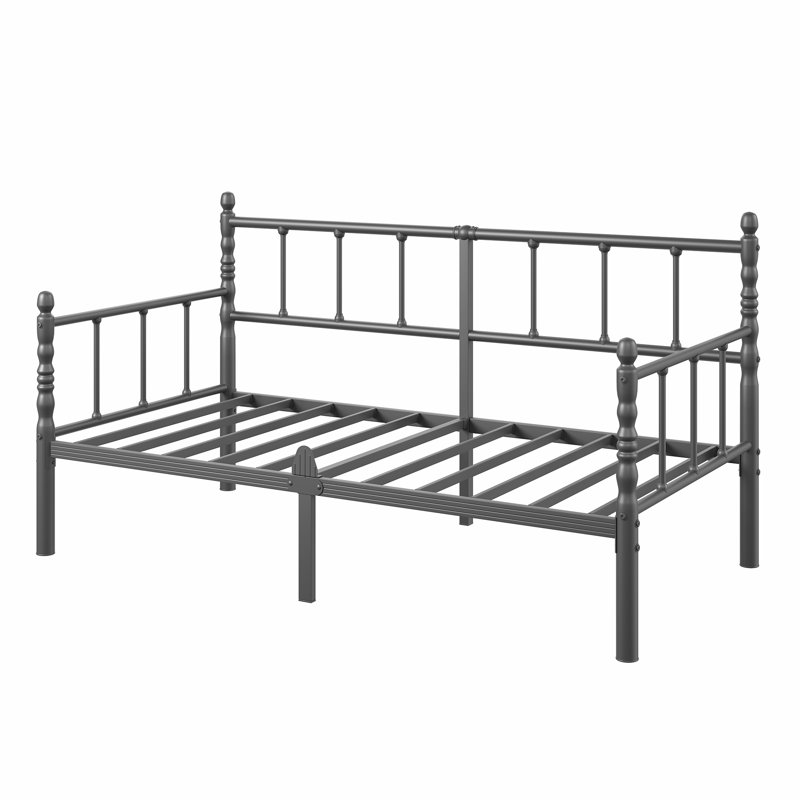 Modern Twin Metal Daybed Frame with Steel Slat Support, Space-Saving Sofa Bed for Guest Room & Bedroom, No Box Spring Needed, Black