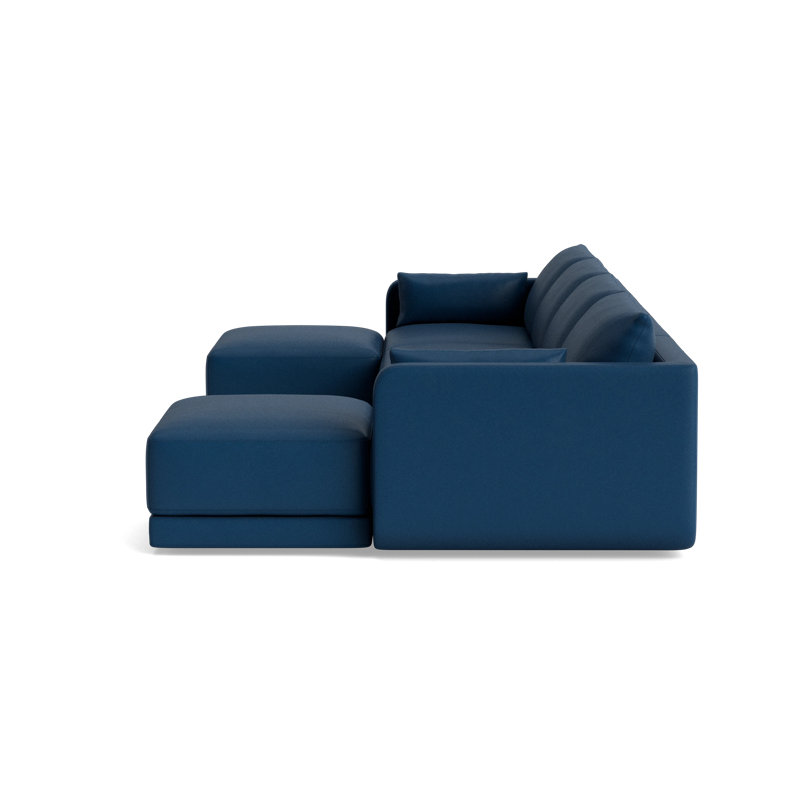 Eva Double Chaise Sectional, Bison Deep Blue Top Grain Leather