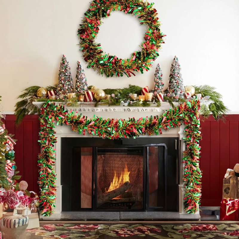 Anistasia Faux Garland, Green/Red/Gold, 9.05cm H x 3.89cm L x 5.15cm D