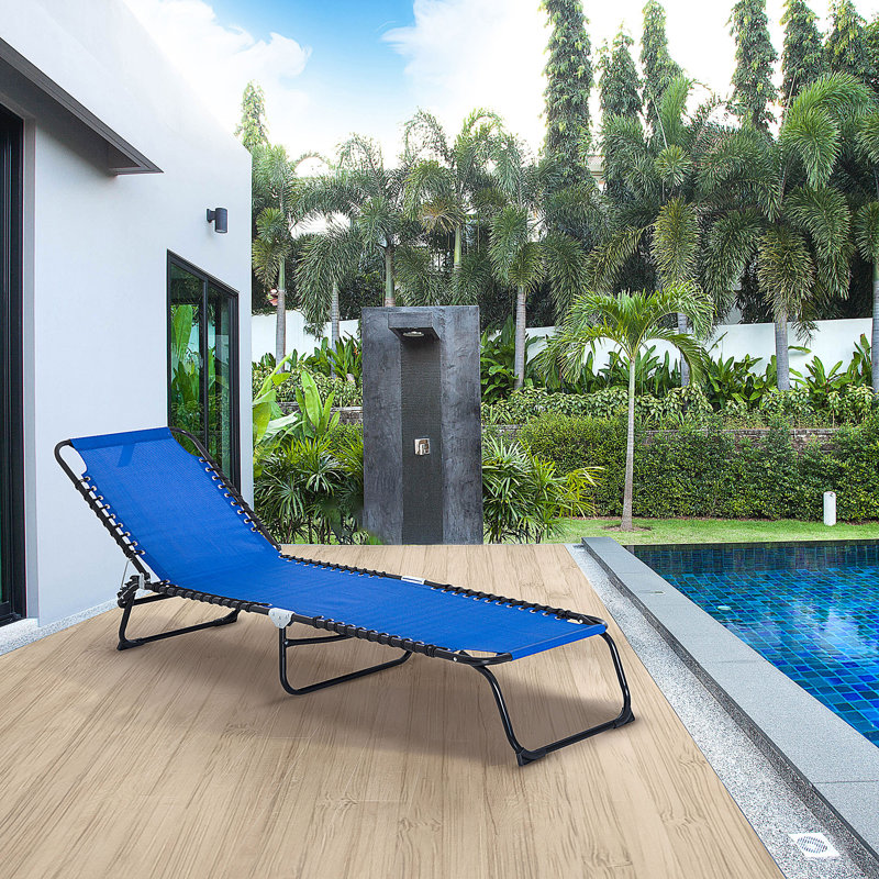 Chaise longue de piscine pliante, Bleu