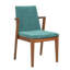 Ensemble de 2 chaises de salle à manger de style Mid-Century moderne avec accoudoirs rembourrés en tissu vert avec structure en bois d'hévéa couleur noyer, capacité de 250 lb pour la cuisine et la salle à manger