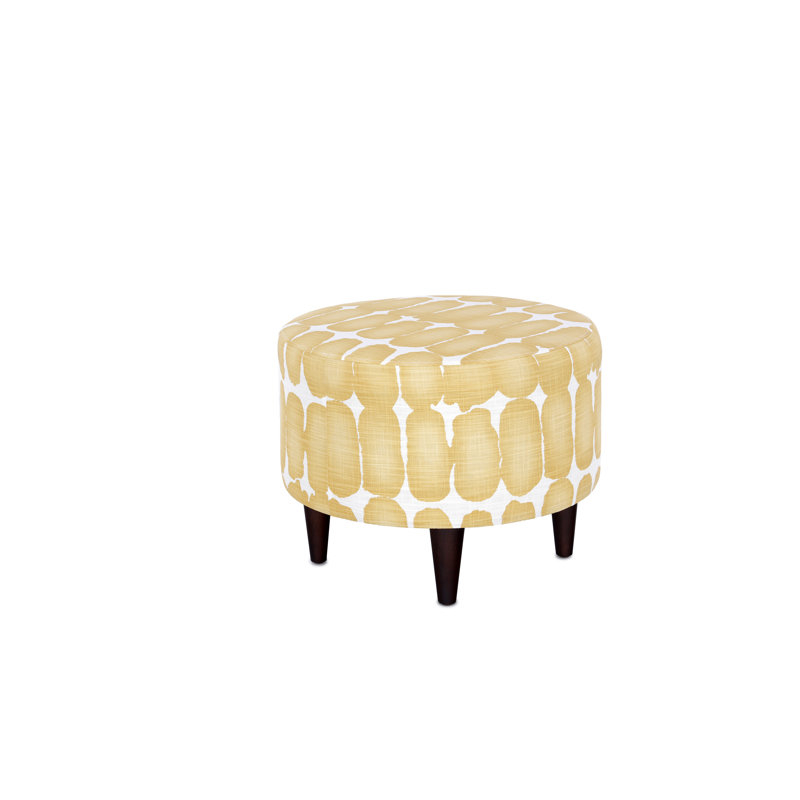 Repose-pieds standard rond 22 po Meila, Jaune / blanc 100% coton