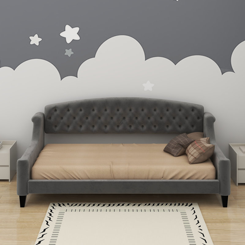 Twin Modern Luxury Tufted Button Daybed, Gray
