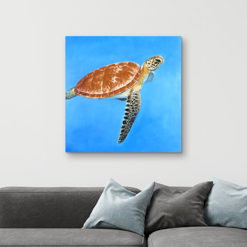 aquatic turtle - 32"x32" art on canvas